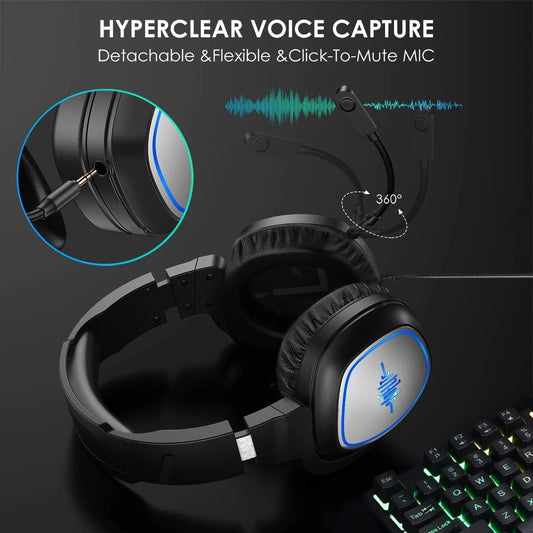 GAMELITE G1P Gaming Headset – Blue LED – Jack 1*3.5mm + USB | Black